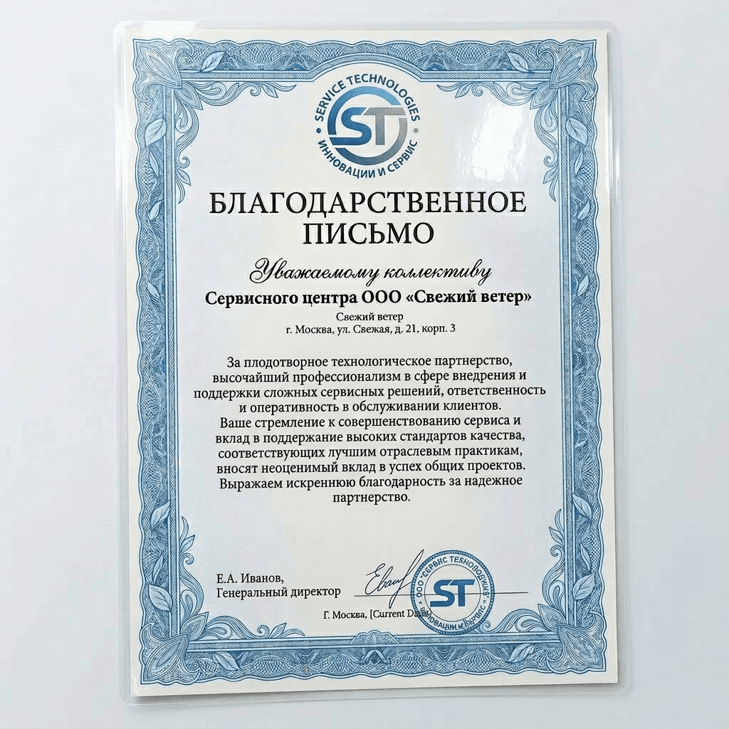 Благодарность от APC Technologies